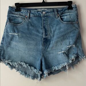 Free People We The Free Crvy High Rise Button Fly Denim Shorts Size 31